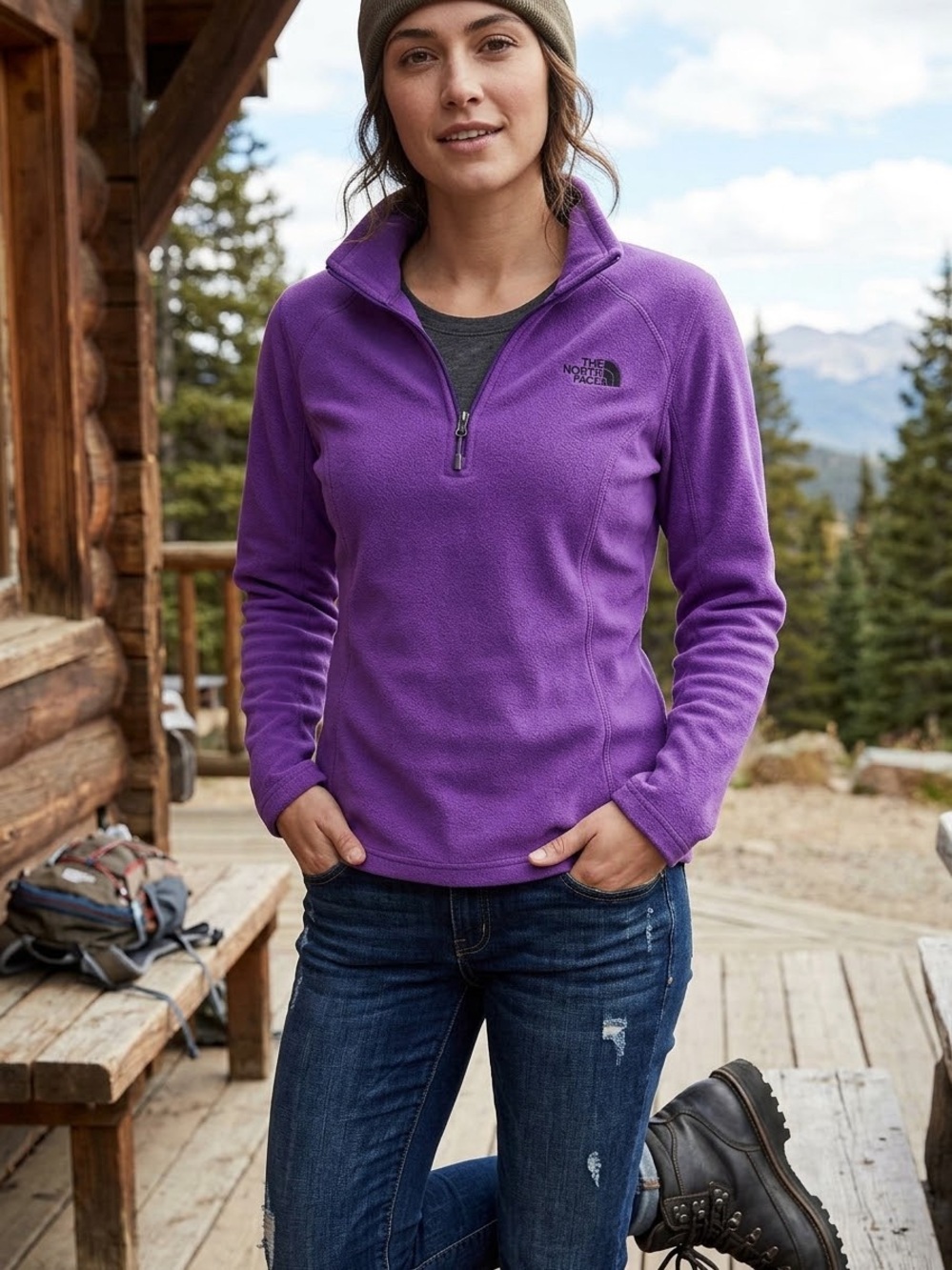 The North Face Women's Purple Half-Zip Fleece Pullover